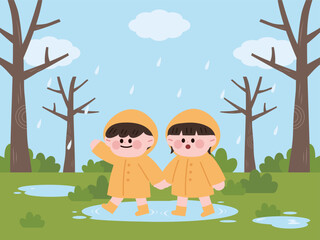 비오는 날 일러스트