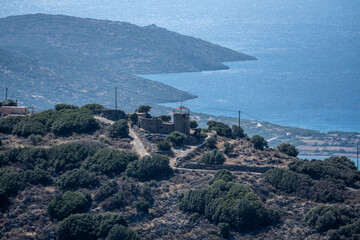 picturesque landscape with a view of the mountains and the sea on the island of Crete