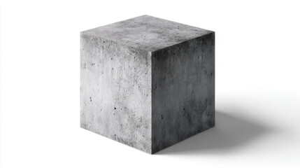 A minimalist 3d icon of a gray concrete block, clean stylized matte concrete texture, isometric view. Isolated on a white background. 3d illustration.