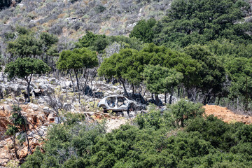 picturesque landscape with a view of the mountains and the sea on the island of Crete