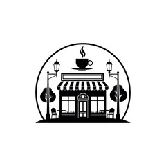 Fototapeta premium cafe,cafe Center silhouette logo vector line art logo design