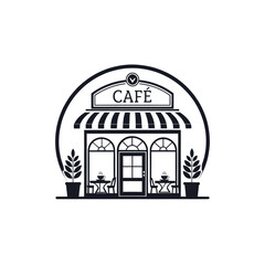 cafe,cafe Center silhouette logo vector line art logo design