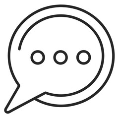 Minimal Chat Bubble Outline Icon on White Background