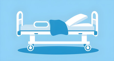 Hospital bed vector, Medical bed illustration, Patient bed icon, Healthcare equipment vector, Adjustable hospital bed, ICU bed vector, Hospital furniture, Hospital ward bed, Emergency bed icon, Vector