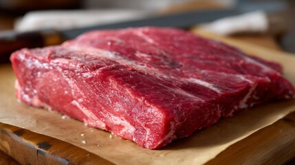 Fototapeta premium A fresh beef brisket, raw and untrimmed, ready for slow cooking or smoking