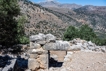 picturesque ruins of an ancient city in the mountains on the island of Crete
