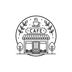 cafe,cafe Center silhouette logo vector line art logo design