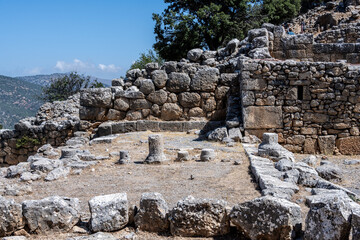 picturesque ruins of an ancient city in the mountains on the island of Crete