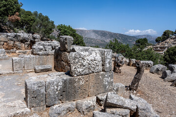 picturesque ruins of an ancient city in the mountains on the island of Crete