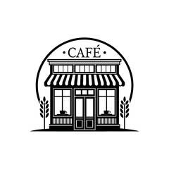 cafe,cafe Center silhouette logo vector line art logo design