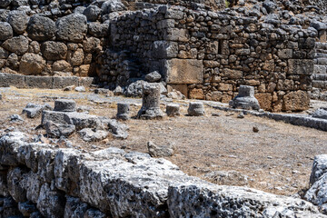 picturesque ruins of an ancient city in the mountains on the island of Crete