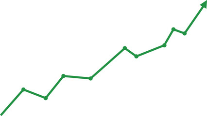 green business line graph with arrow transparent background 
