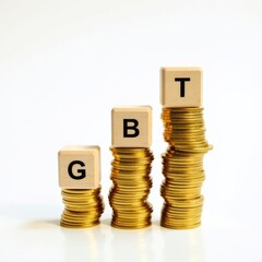 The wealth ladder of gold coins stacking