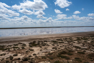 lake with clouds and sky reflected in the water