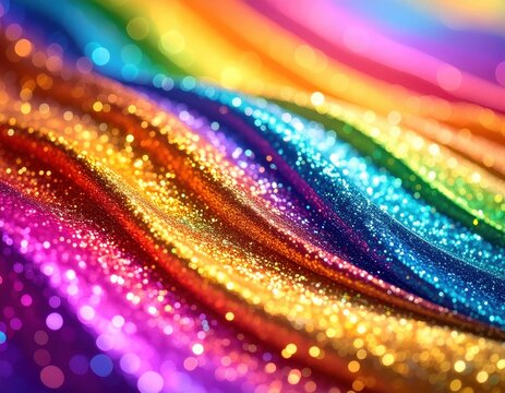 Colorful, sparkly, wavy rainbow patterns with bokeh effect