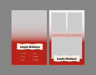 Modeling Card Design, Photography Card, Fashion Model Comp Card, Comp Card  Template