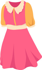 woman pink dress illustration