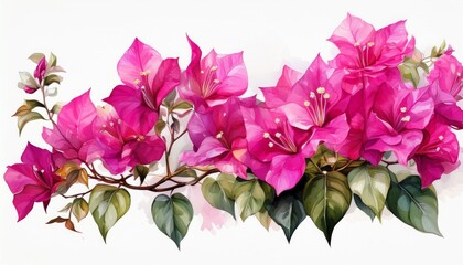 vibrant pink bougainvillea branch isolated on a white background ai generated