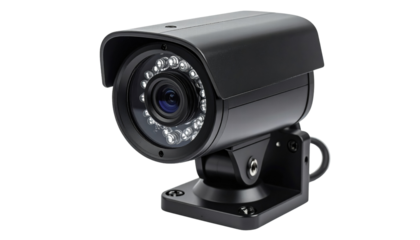 Surveillance camera with infrared LEDs for night vision in black housing design