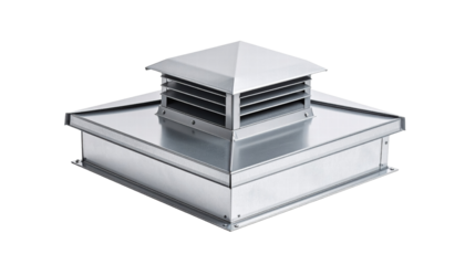 Metal roof vent with square base and pyramid top for ventilation system