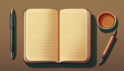 a simple illustration of a notebook with lined pages and a ballpoint pen ready to take notes write or create lists