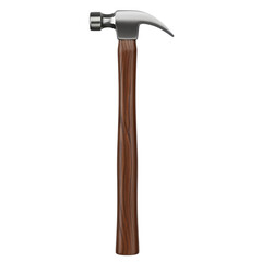 Claw hammer tool for construction work on transparent background