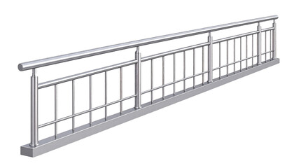 Stainless steel railing with vertical bars and horizontal handrails for safety