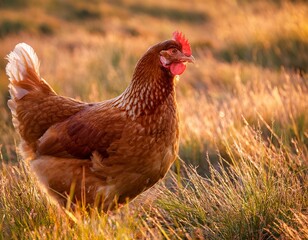 brown hen in a field