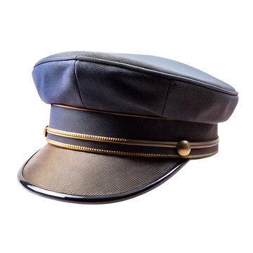 Train Conductor Hat Isolated on White with Copy Space &ndash; Professional Product Photography with Transparent Background &ndash; Studio Lighting &ndash; Flat Composition