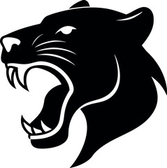 Powerful Black Panther Head Silhouette Fierce Animal Vector Illustration Tiger Head Silhouette 