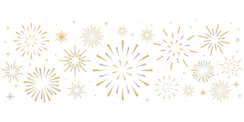 Bursting fireworks modern stars and sparks 
isolated on white background, Firework clipart 
no background, icon set for Xmas, Happy New year, 
Holiday, Anniversary, 4th of July Banner vector
