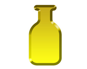 3d gold bottle icon isolated on white