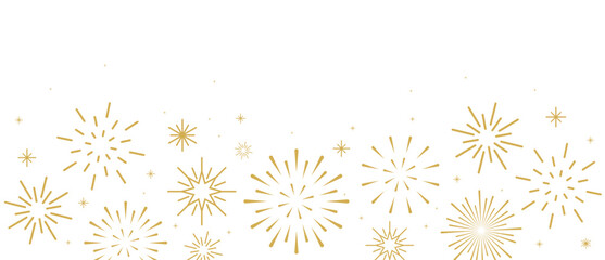 Modern fireworks on white background, copy space,
festive celebration vector, Exploding Golden 
festival fireworks bursting modern minimalist simple 
celebration background