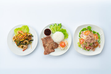 Tuna Salad and  Roast Pork and Spicy spaghetti