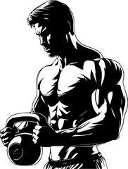 Kettlebell Silhouette Male Strength Training Vector