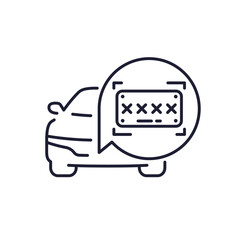 number plate line icon with a car