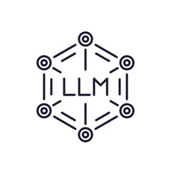 LLM icon, Large Language Model and AI technology line design