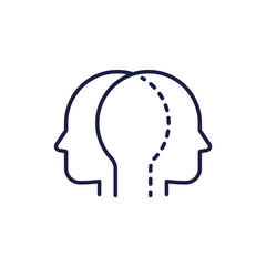 two faces line icon with heads