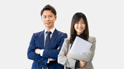 ビジネスマン男女2人のチームワークイメージ