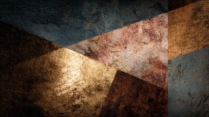 A textured abstract background with a mix of rough and smooth elements, combining earthy tones and metallic highlights for a visually intriguing and unique effect.