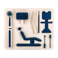 A conceptual image representing various healthcare fields and medical services, including dental care, chiropractic treatment, mental health support, and advanced medical technologies. This versatile 