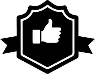 Badge With Thumbs Up Icon Vector Illustration