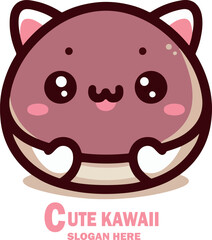 Cute kawaii logo vector white background .