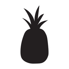 Black silhouette of pineapple. Vector fruit element on isolated background.