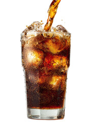 Pouring Cola into Glass – Dynamic Shot of Cola Being Poured with Bubbles on Transparent Background