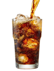 Pouring Cola into Glass – Dynamic Shot of Cola Being Poured with Bubbles on Transparent Background