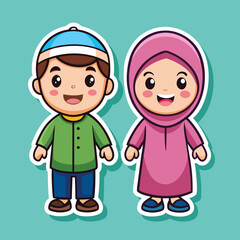 Muslim Children in Traditional Attire