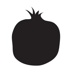 Black silhouette of pomegranate. Vector fruit on isolated background.