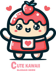 Cute kawaii logo vector white background .