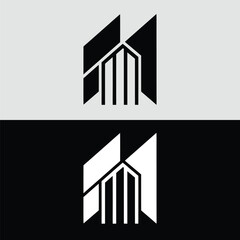 A modern building design is isolated on white background